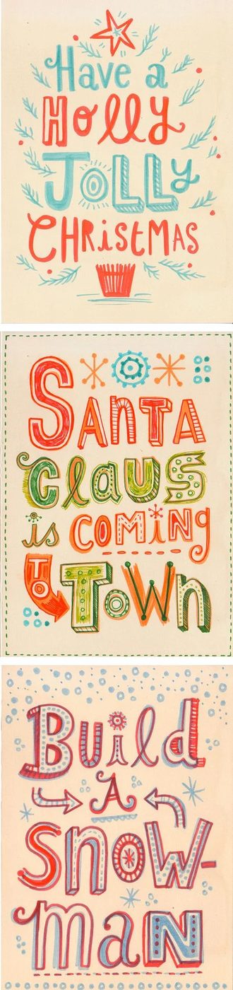 hand lettered Christmas cards or posters