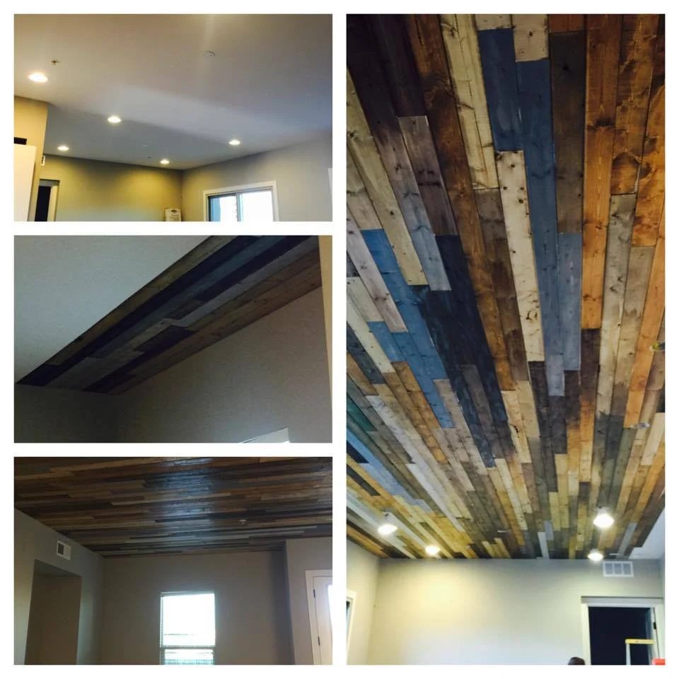 how to use v-groove paneling to make a striking rustic ceiling, by Michelle on @Bekob