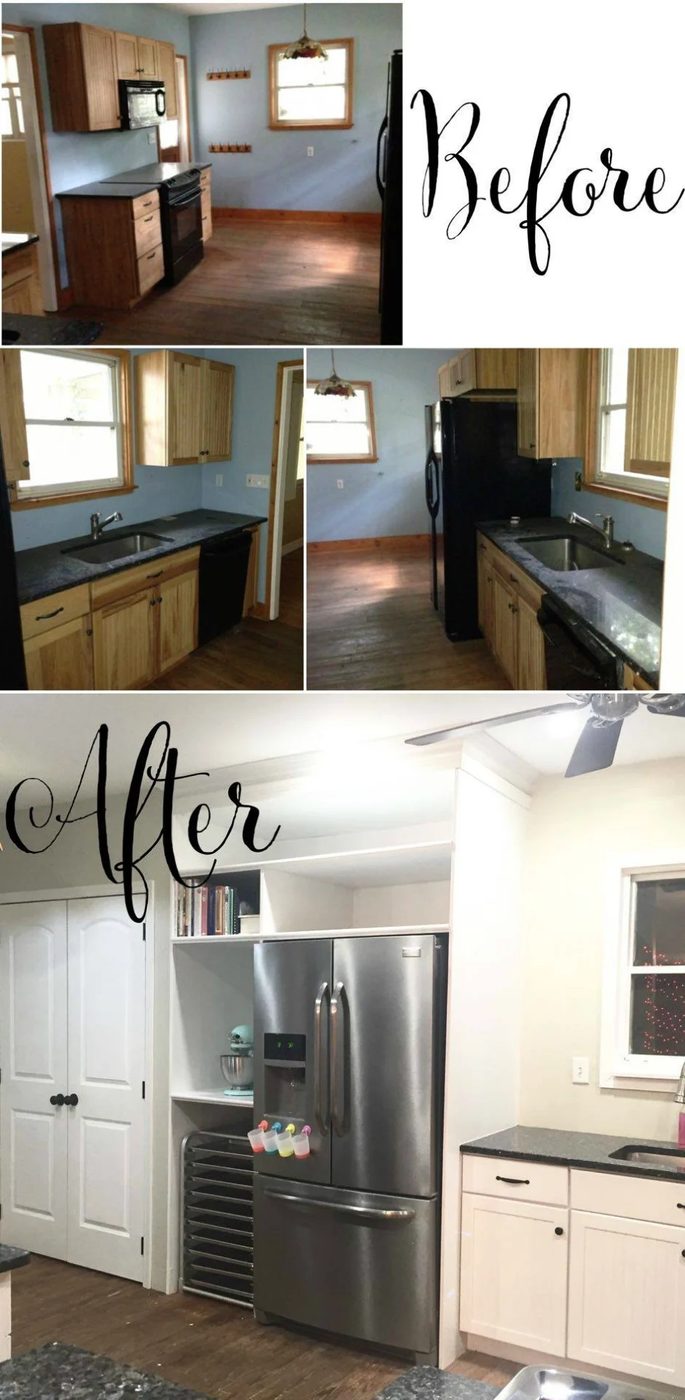white kitchen makeover before and after, Bridgette on @Bekob