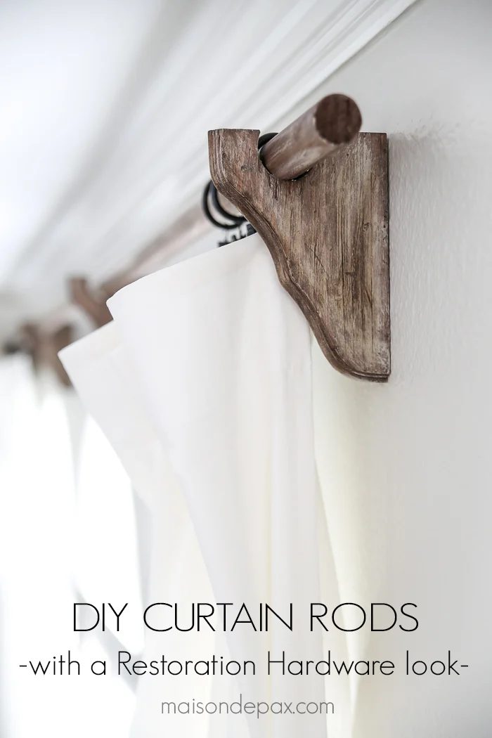 handmade wood curtain rods, Maison de Pax