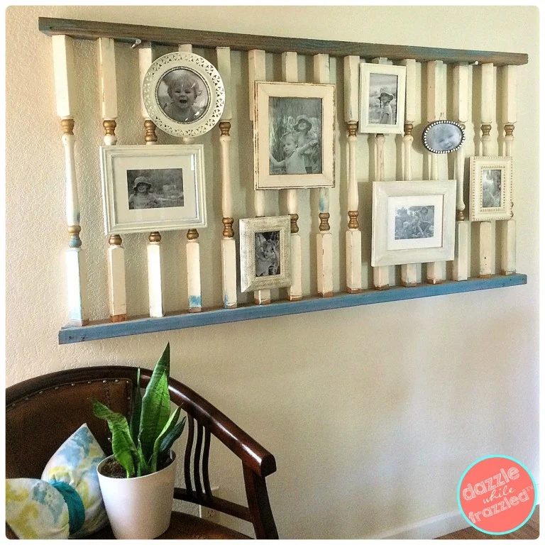 Diy Photo Gallery Wall From An Old Banister, Dazzle While Frazzled