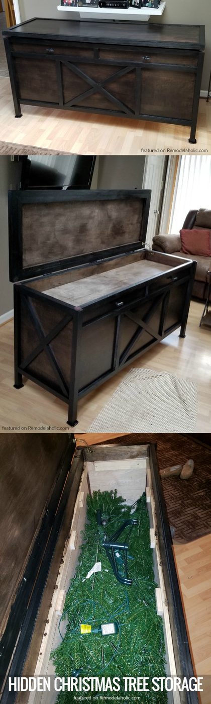 Handmade Console With Hidden Christmas Tree Storage Compartment, Featured On #Bekob