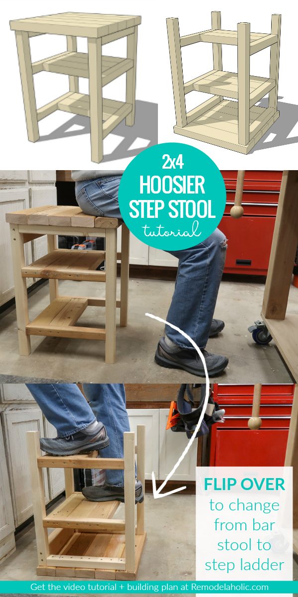 Handmade 2x4 Bar Stool And Step Ladder Combo Hoosier Step Stool Building Plan #Bekob
