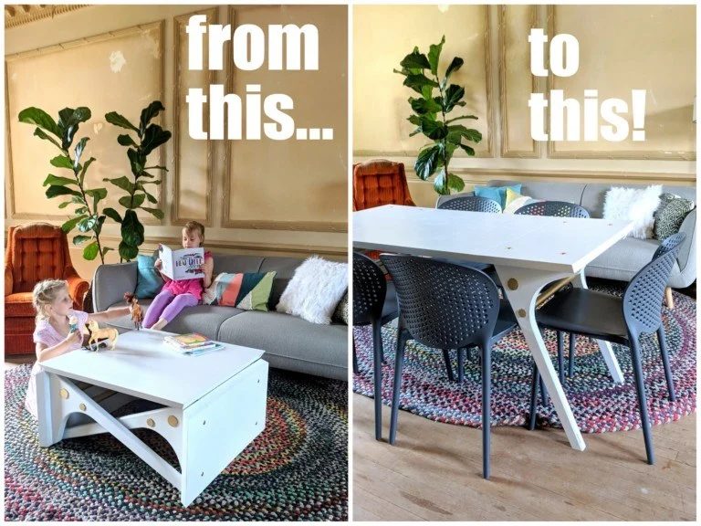 Convertible Coffee Table Turns Into A Full Size Table For Eating Or Game Night Reality Daydream 768x576
