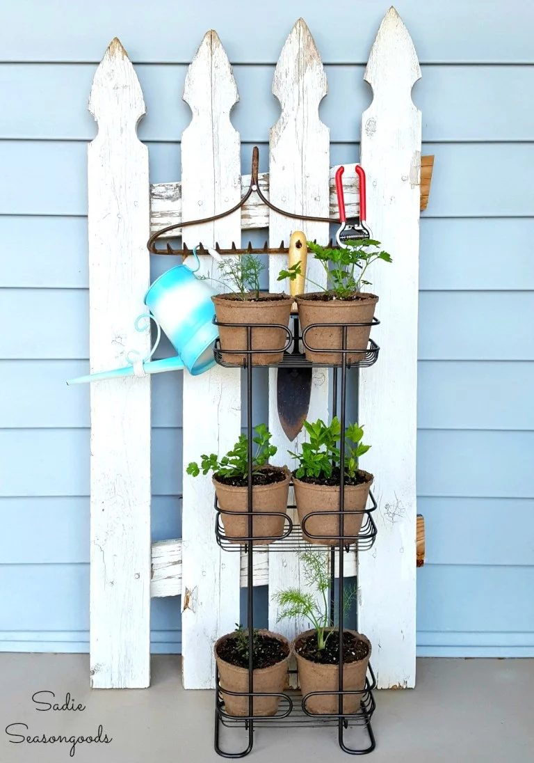 7b Thrift Store Shower Caddy Repurposed And Upcycled Into Vintage Vertical Herb Garden By Sadie Seasongoods