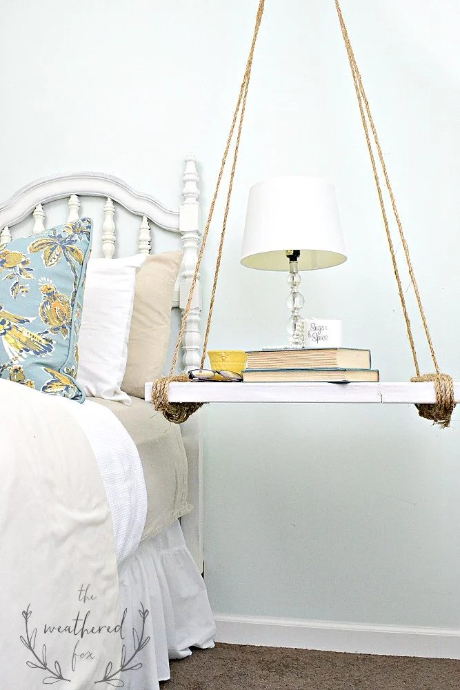 hanging nightstand Handmade bedside storage, The Weathered Fox