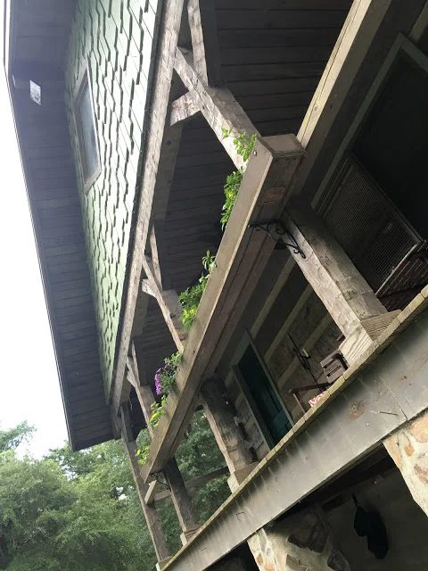 Reclaimed wood gutter planter hood creek log cabin