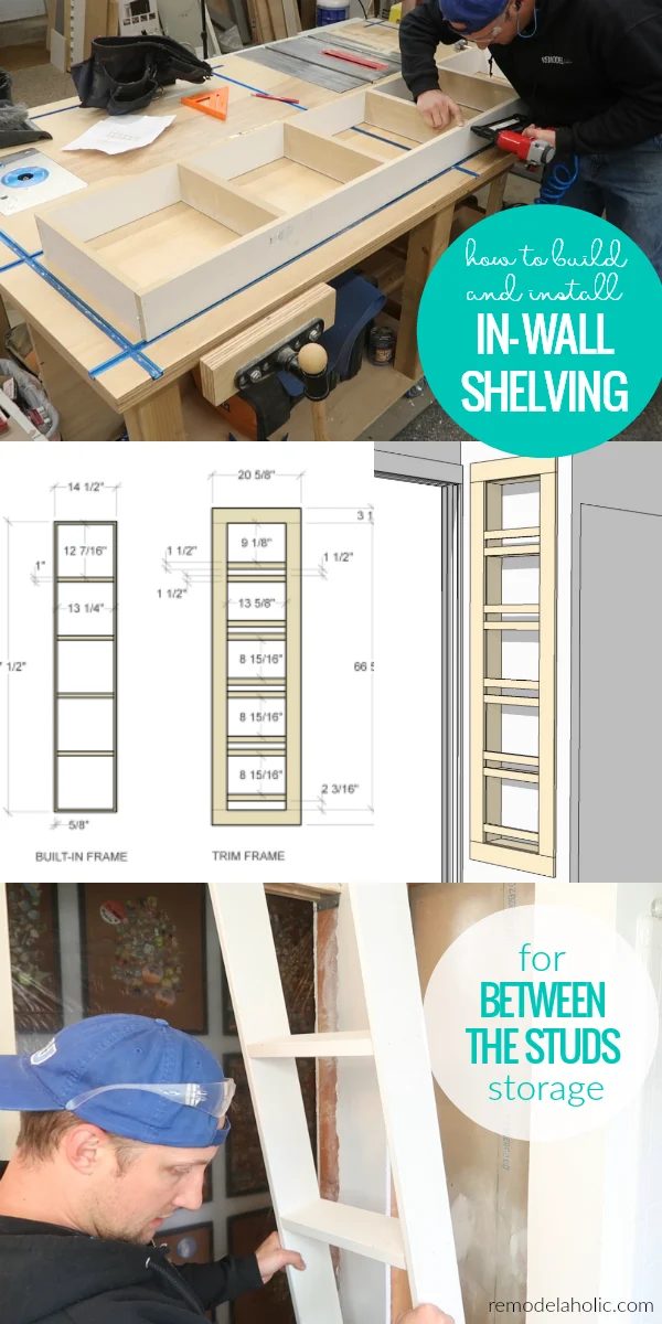 How To Build And Install In Wall Shelving For Built In Between The Studs Storage In A Small Bathroom #Bekob