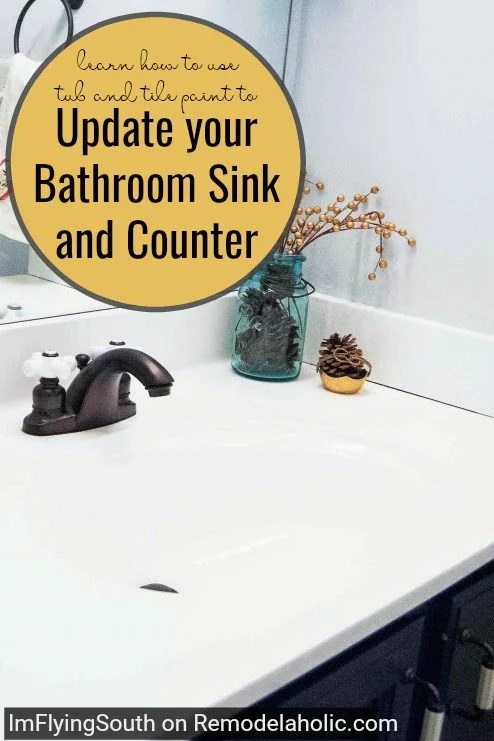 Painted Bathroom Sink Makeover - I'm Flying South featured on @Bekob #handmade #beforeandafter