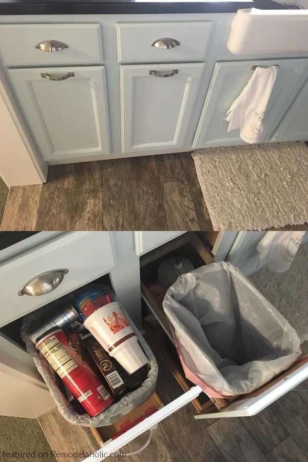 Retrofitted Slim Pull Out Trash Can And Recycling Bin Cupboards In Existing Cabinets, Reader Jeannette Featured On @Bekob