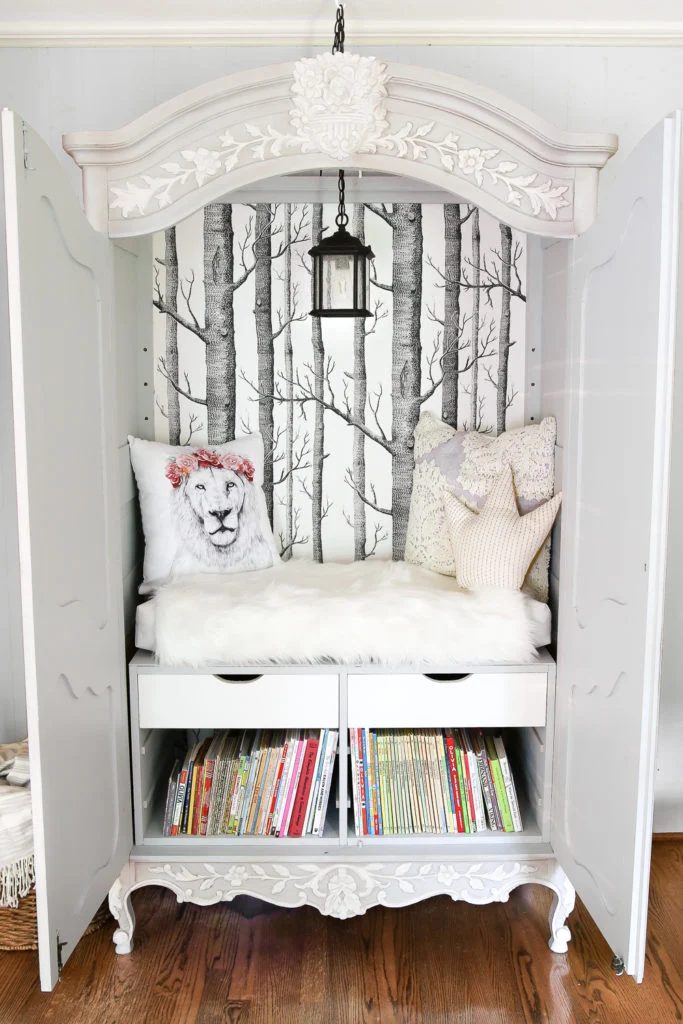 Armoire Turned Narnia Reading Nook, Bless'er House