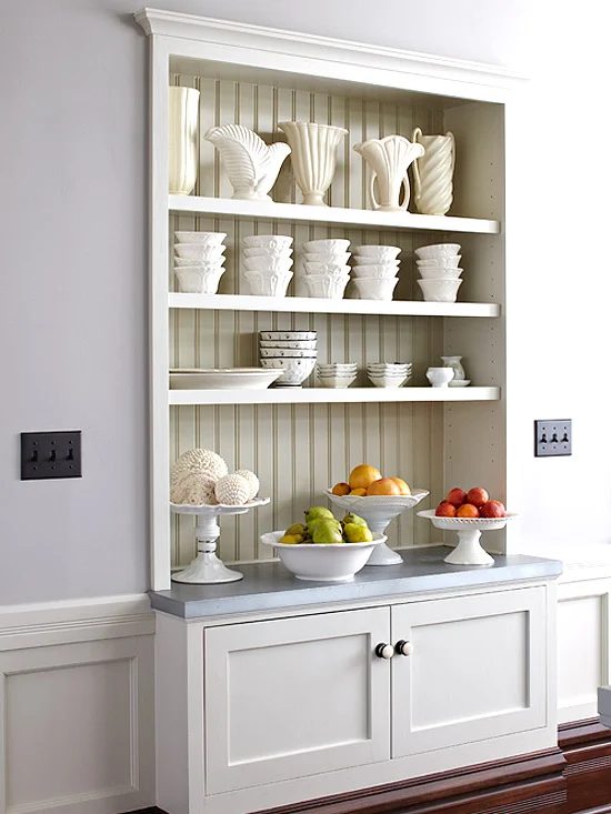 recessed built-in kitchen hutch BHG
