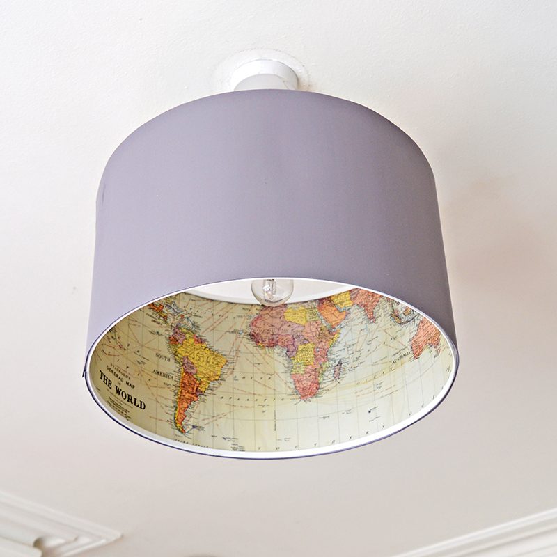 ikea method lampshade with map inside, Pillar Box Blue