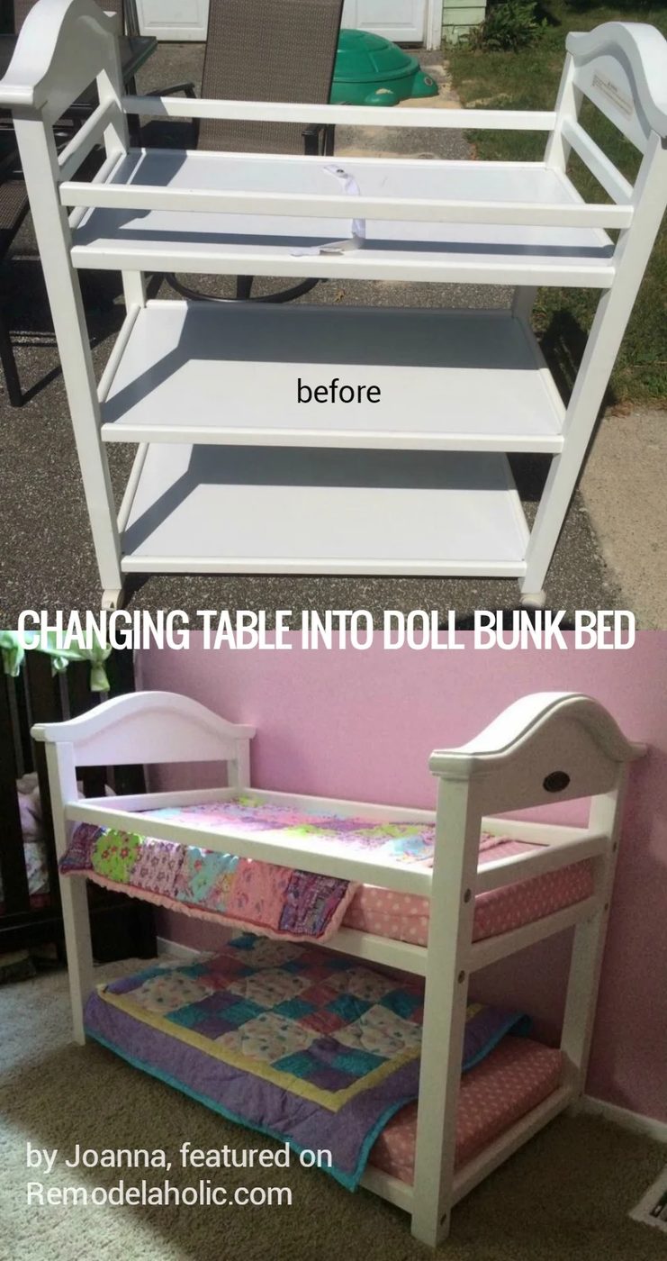 upcycle an old changing table into a doll bunk bed, low-cost and straightforward @Bekob