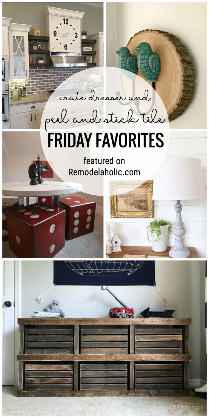 Time to get inspired! Crate Dresser and peel and stick tile featured on Friday Favorites on Bekob.com
