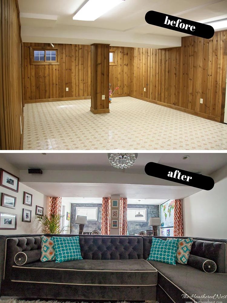 basement renovation and makeover, The Heathered Nest