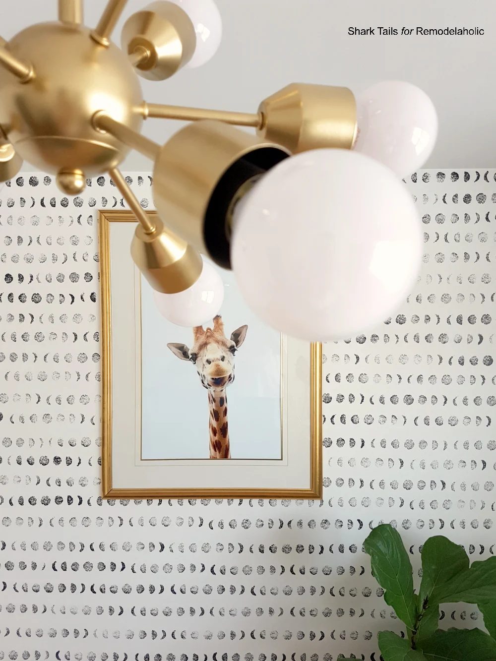 Handmade lunar cycle stamped accent wall for a gender neutral baby nursery | Paint this entire wall in one day and save hundreds of dollars over buying hand-painted wallpaper