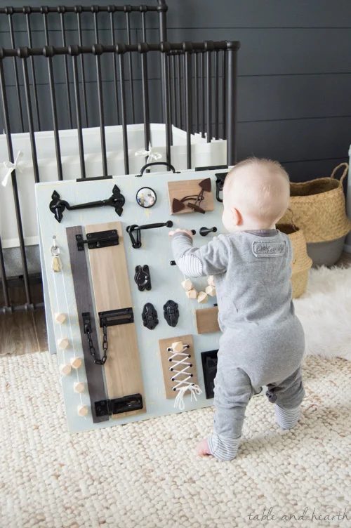 Stylish Rustic Baby Busy Board 11