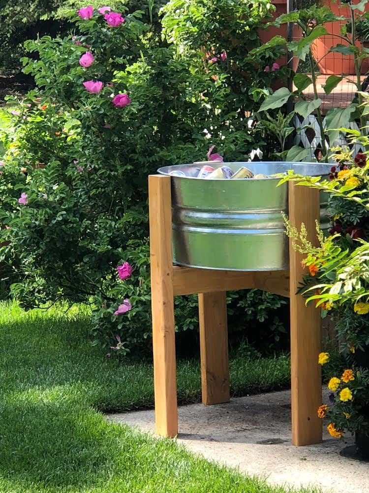Beverage Stand Diy Wood Metal Tub