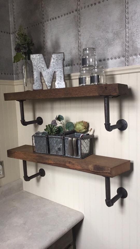 Diy Rustic Wood Shelves With Pipe Brackets, Beth Motley Featured On Bekob