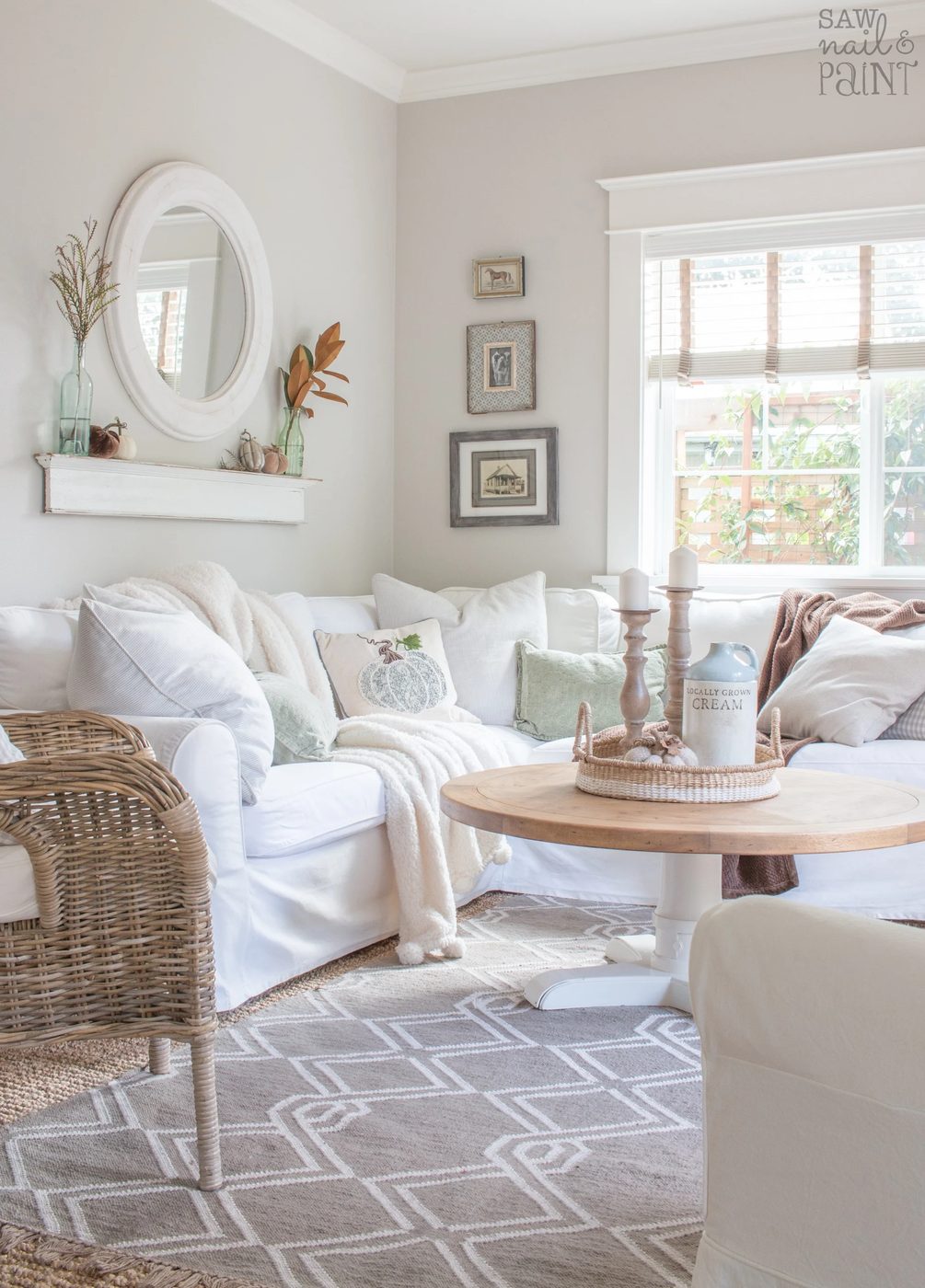 Neutral Fall Decor In Living Room