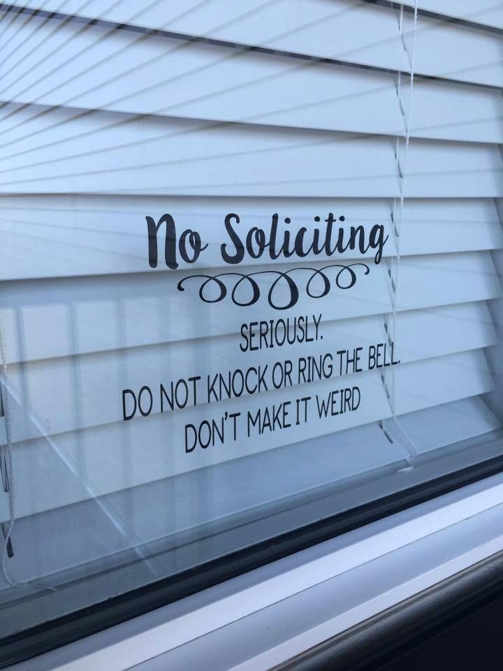 Clever And Funny No Soliciting Sign Via Expression Vinyl FB