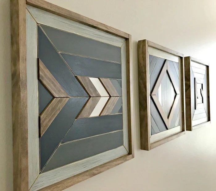 Handmade Scrap Wood Wall Quilt Tribal Art walkthrough 14