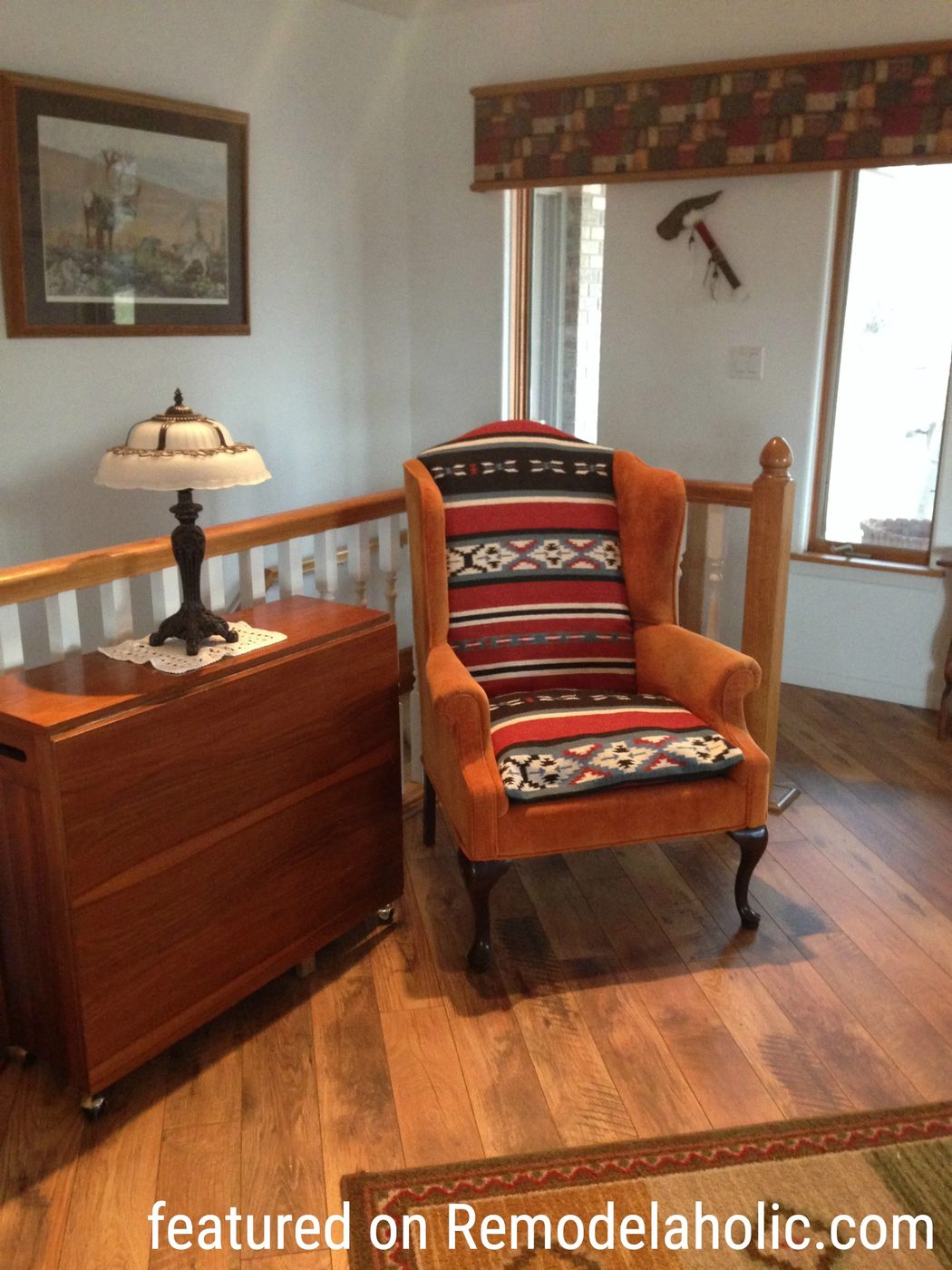 Southwest Style Wingback Chair Makeover Featured On Bekob.com