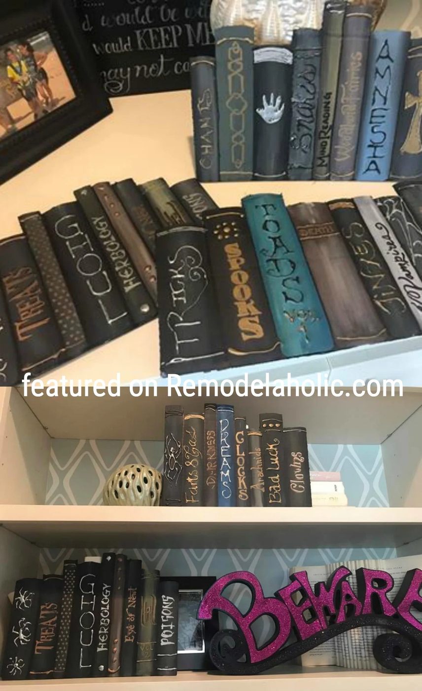 Halloween Decor Faux Spooky Book Spines Featured On Bekob.com