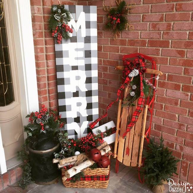 Buffalo Check Merry Porch Sign Design Dazzle