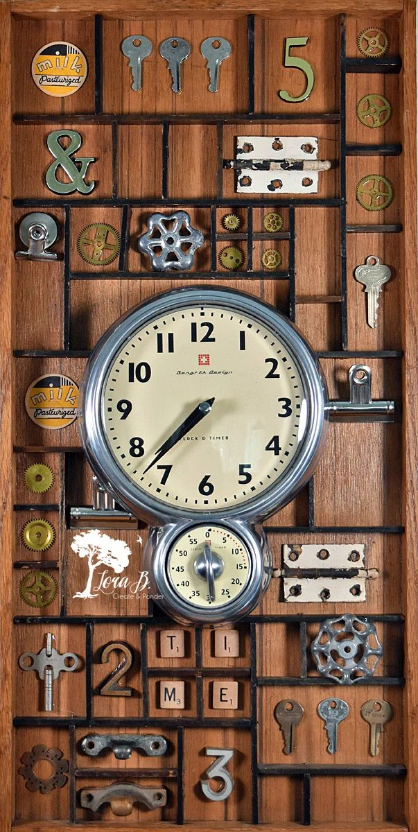 Upcycled Vintage Printer's Box Clock, Lora Bloomquist