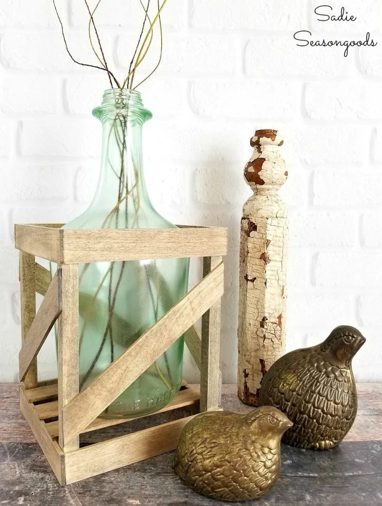 Mini Demijohn Crate Tabletop Vase, Sadie Seasongoods
