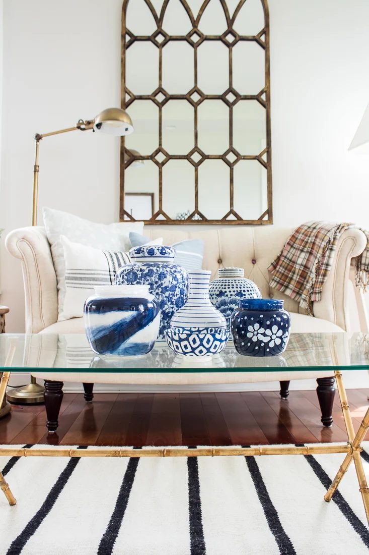 Blue Painted Vases And Jars, Lantern Lane Designs