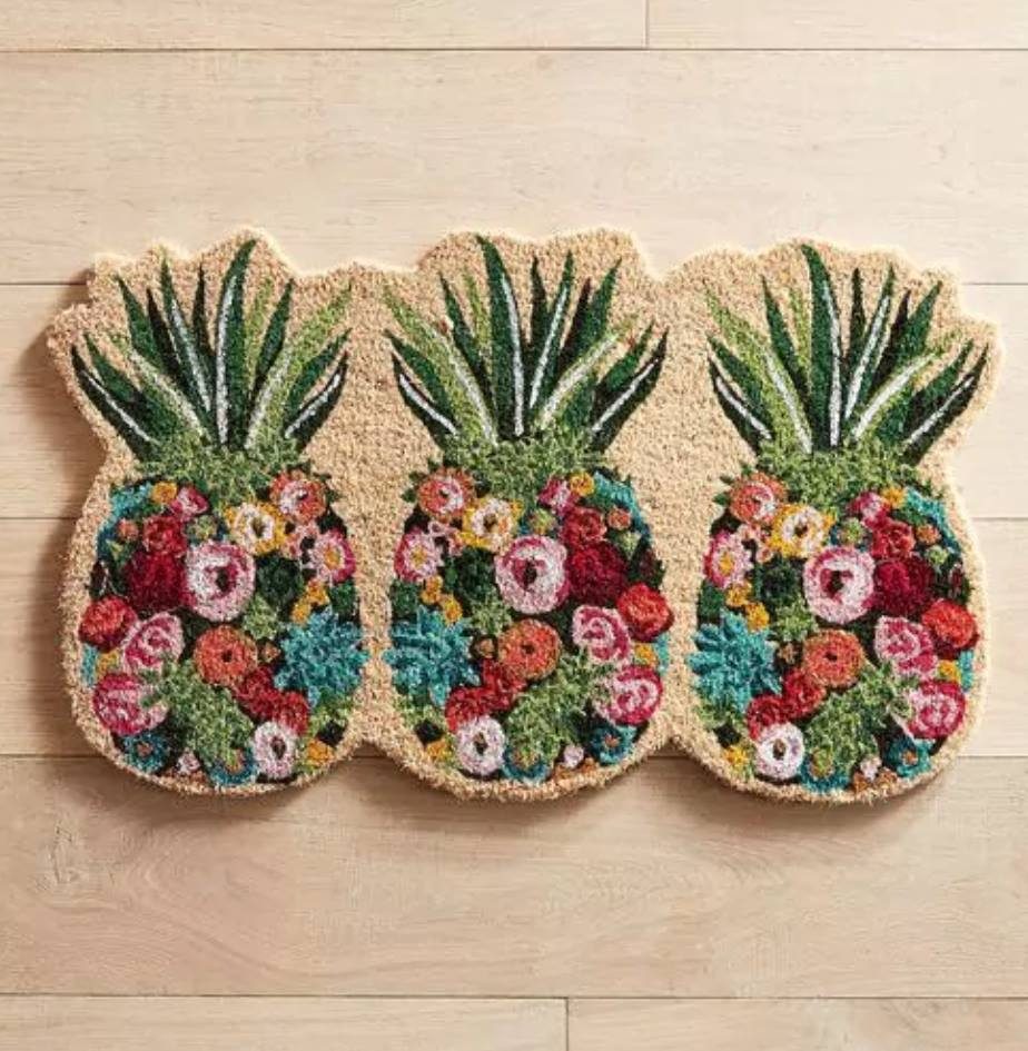 Floral Pineapple Doormat
