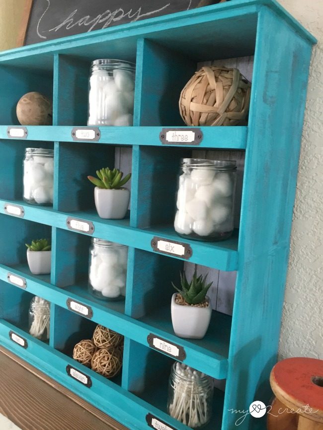 Handmade cubby display organizer made from old drawers Mylove2create for My Repurposed Life
