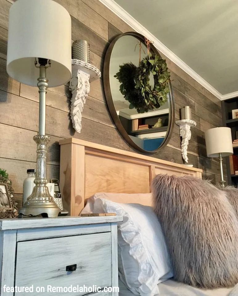 vivid Wood Plank Feature Wall Using Clearance Flooring Featured On Bekob.com