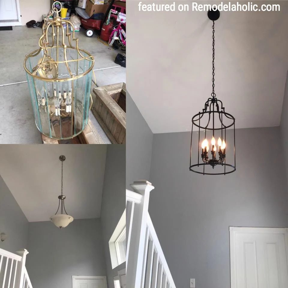 Brass Chandelier Update To Look Like Iron Featured On Bekob.com