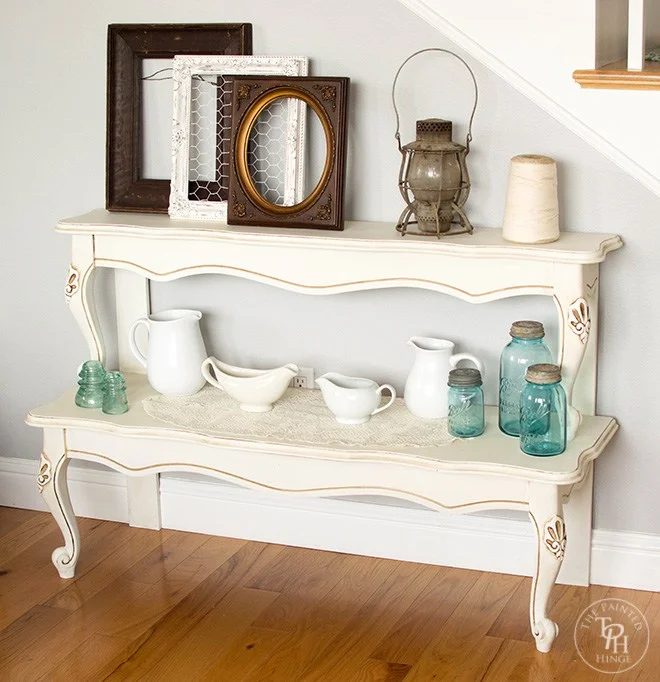 repurposed-coffee-table-into-a-stacked-entry-table-the-painted-hinge