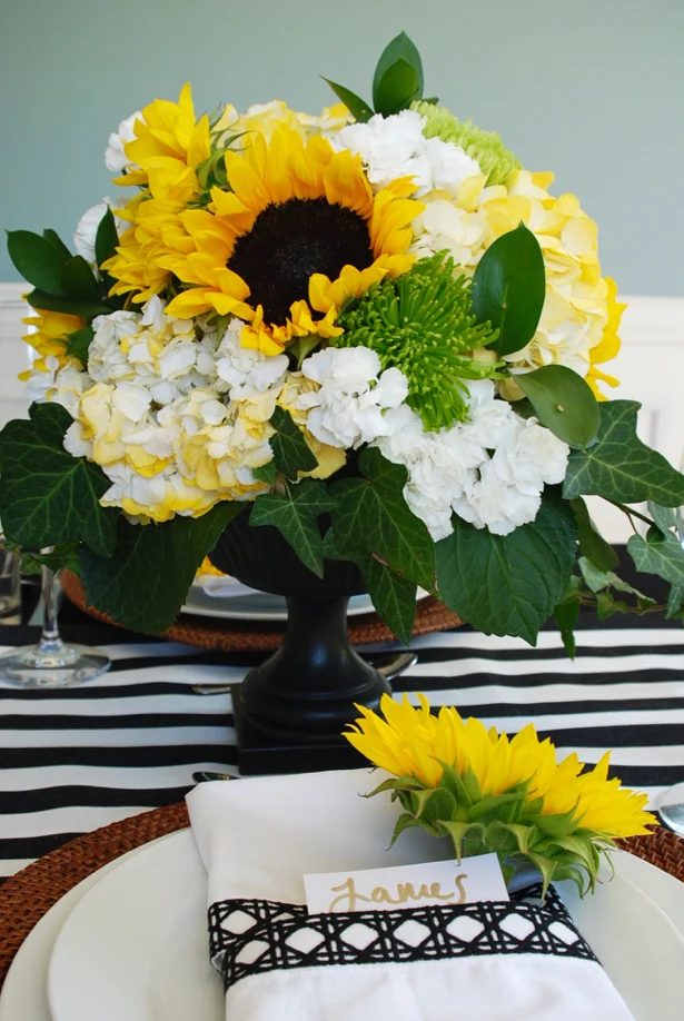 black-and-white-sunflower-table-setting-for-fall-pender-and-peony