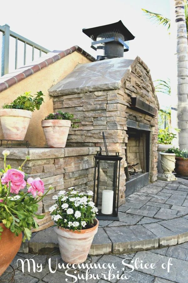 handmade outdoor fireplace of stacked stone, My Uncommon Slice of Suburbia