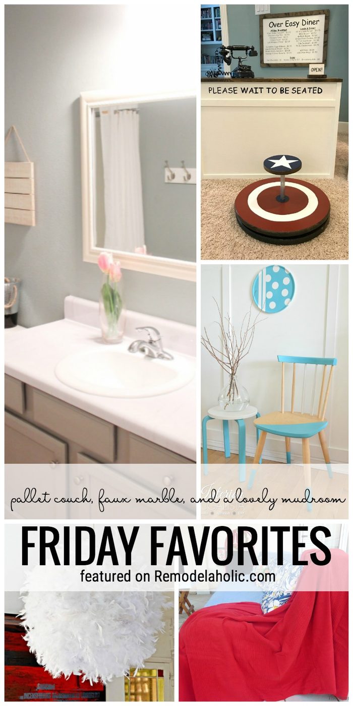 This Week's Friday Favorites Featuring A Pallet Couch, Faux Marble And A Lovely Mudroom. Friday Favorites Featured On Bekob.com