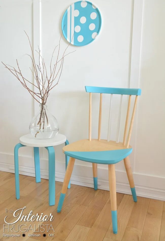 Aqua Painted Scandinavian Wood Chair 650