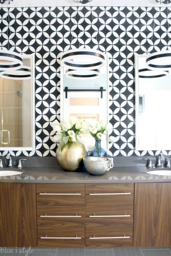 bathroom makeover with bold cement tile, Blue I Style
