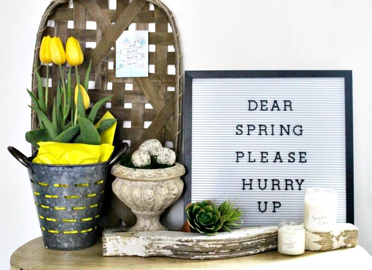 Spring Farmhouse Vignette, Our Crafty Mom