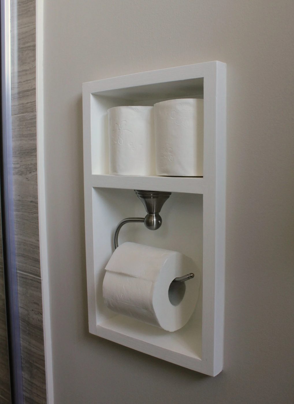 built-in recessed toilet paper holder with extra roll storage Turtles and Tails