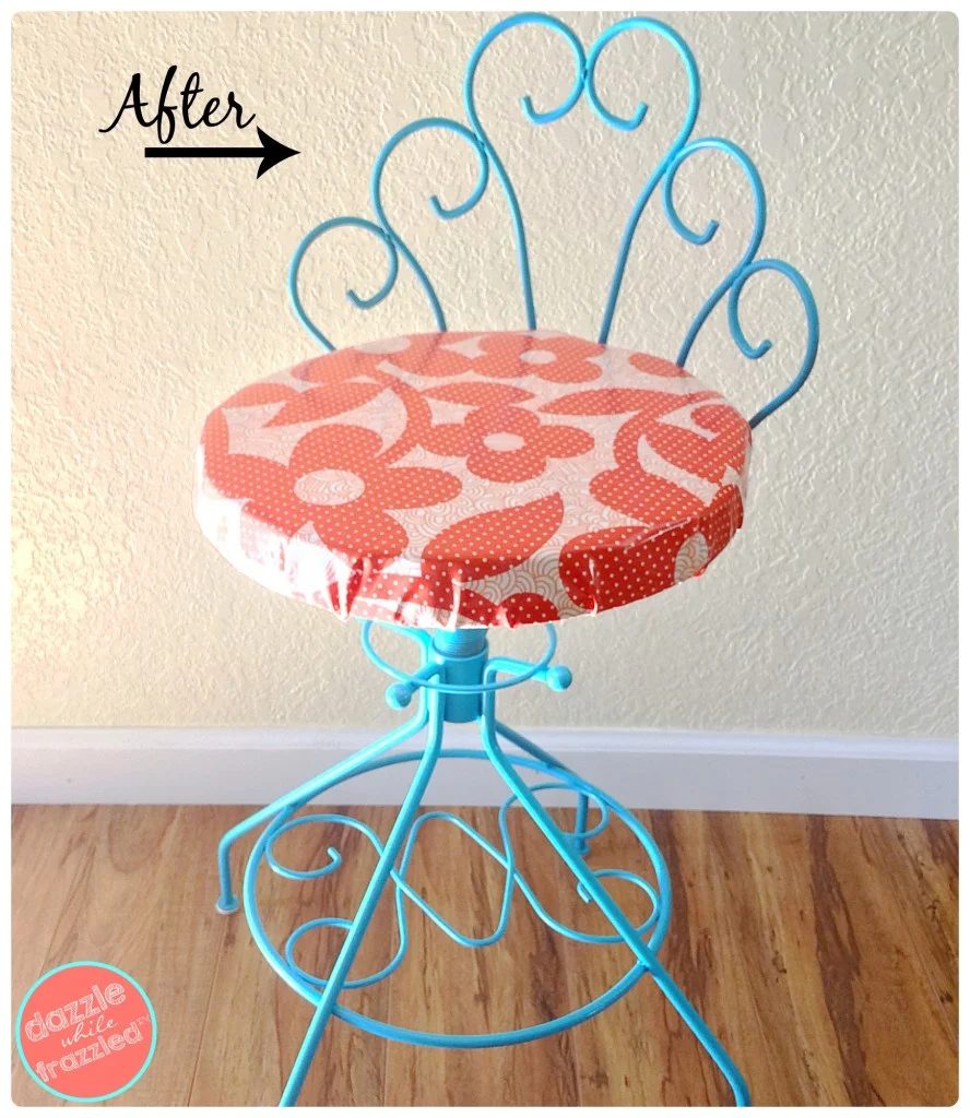 Updating A Vintage Vanity Stool Collage 6