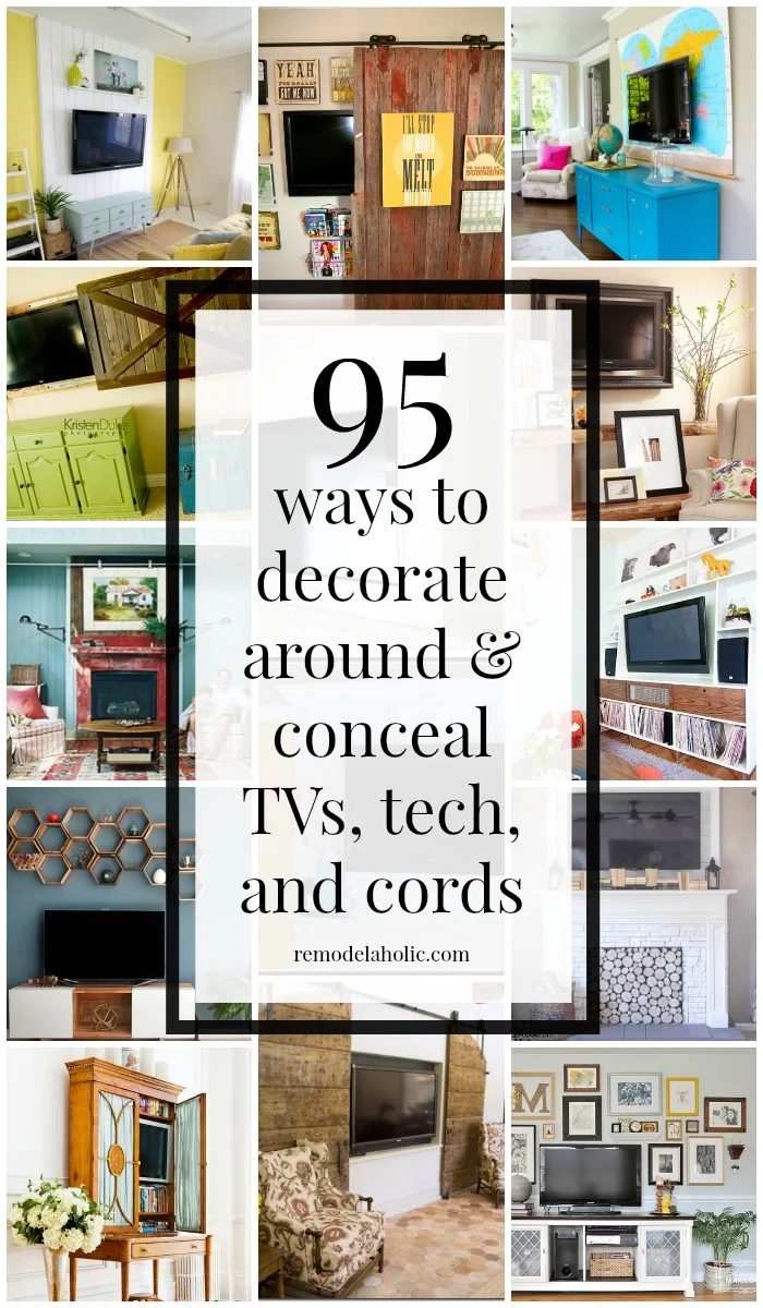 95 Ways to Decorate Around or Hide-Disguise a Television, Electronics, and Cords @Bekob