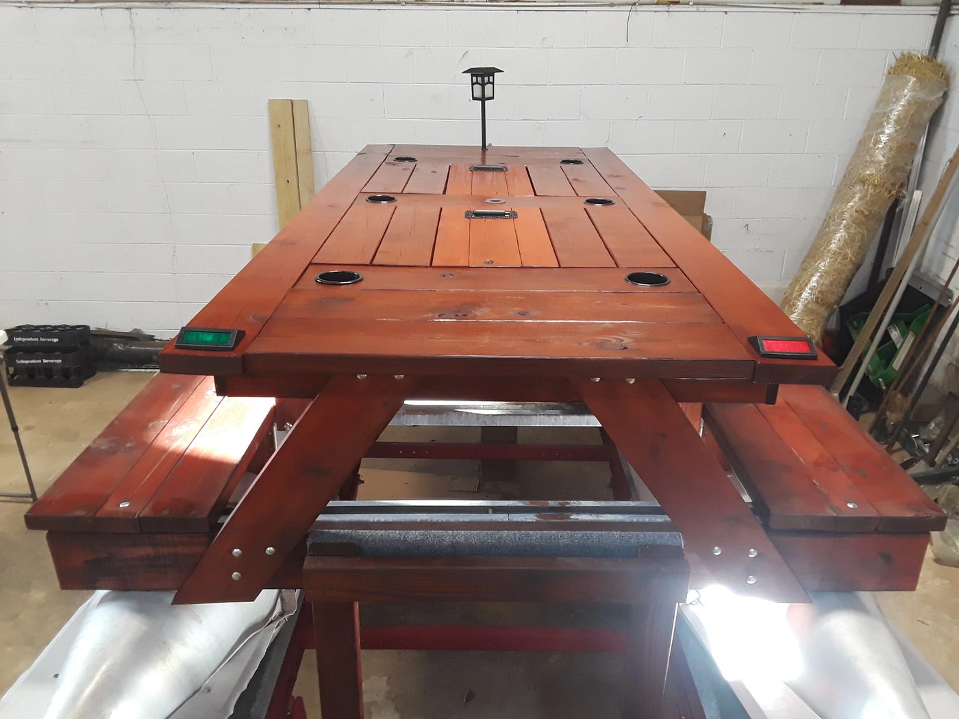 By Steve, Patio Table With Built In Cupholders, Insulated Cooler Boxes, And Solar Lights #Bekob 03