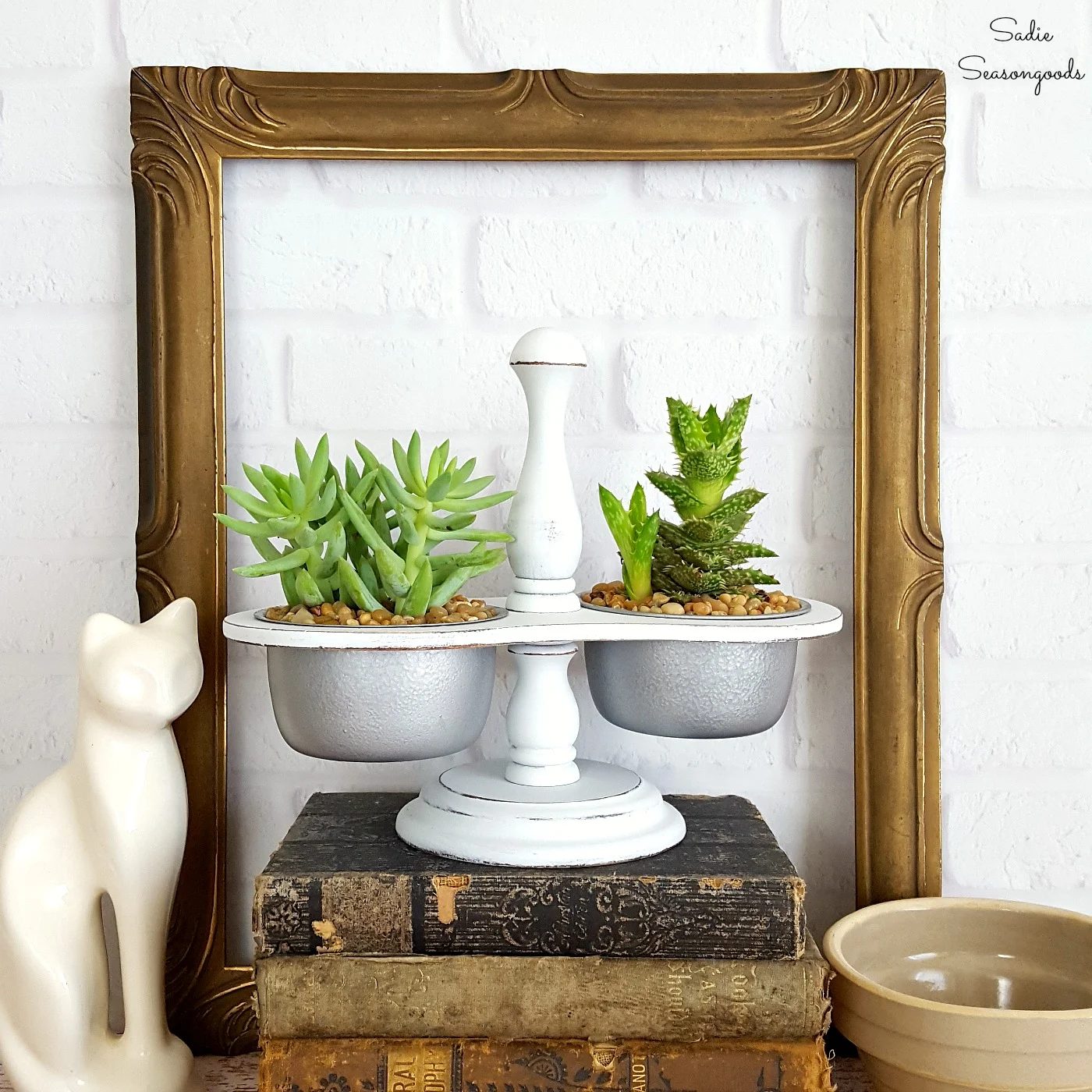 Handmade Upcycled Farmhouse Style Succulent Planter With A Repurposed Vintage Condiment Caddy By Sadie Seasongoods
