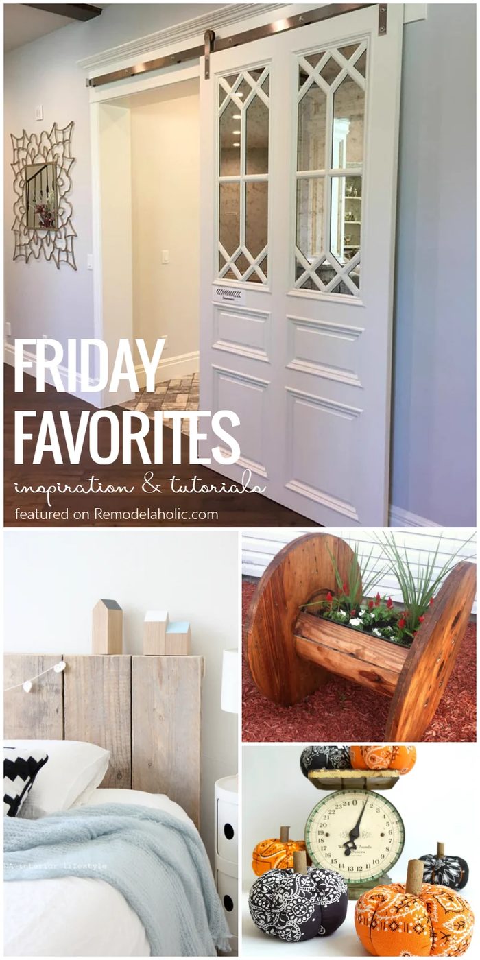Our favorites this week: a striking rolling barn door, Handmade pumpkins for decor indoors and out, upcycled cable spools, and more pretty inspiration! @Bekob
